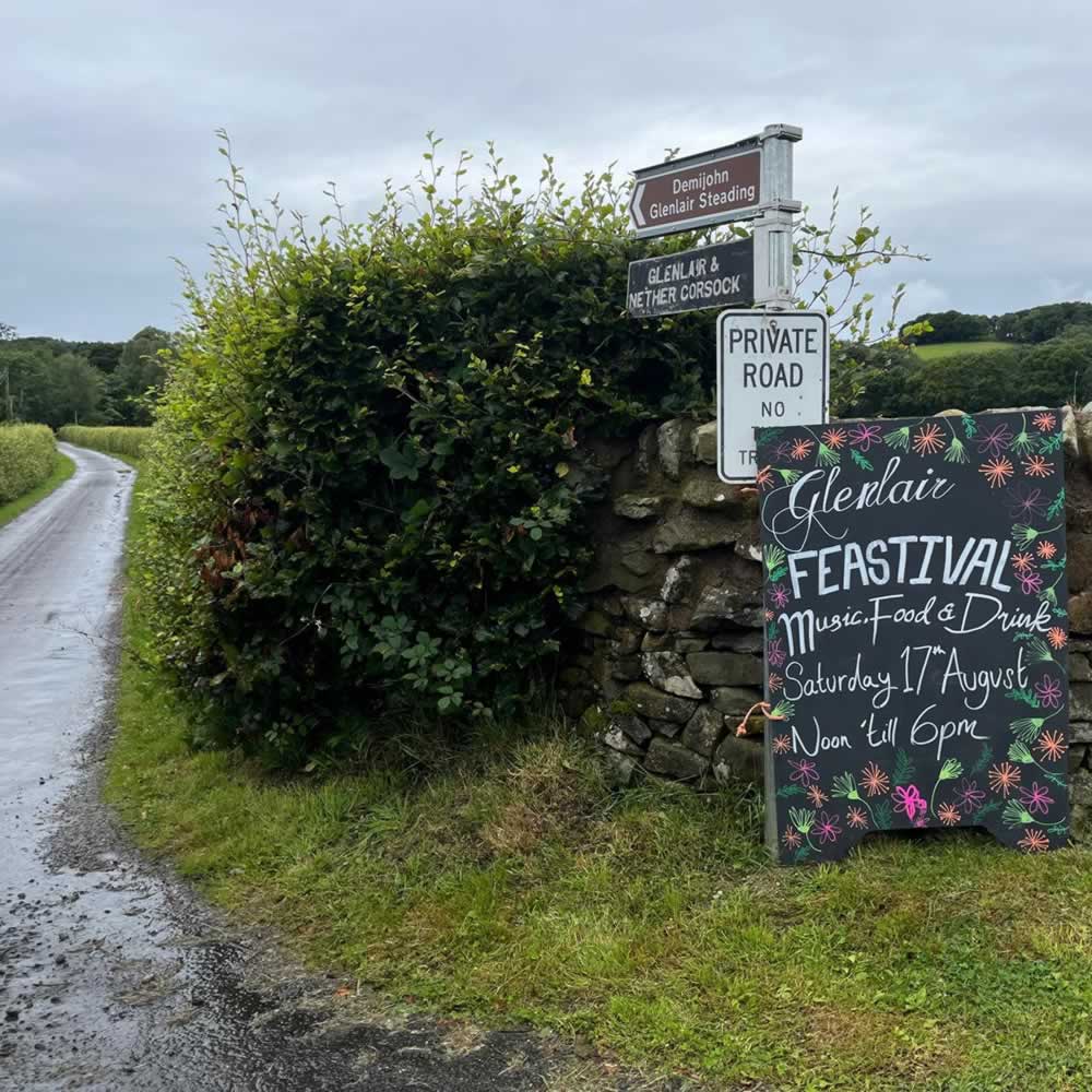 Sign at the end of the road at Glenlair Steading